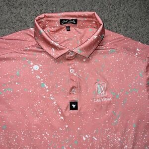 Bad Birdie Pink Paint Splatter Golf Polo Shirt Mens XL Performance Las Vegas